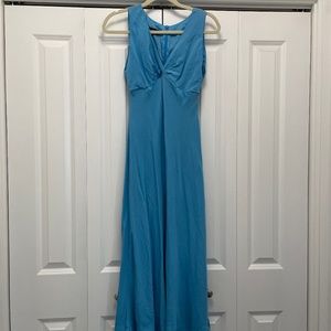 Blue Silk Midi Slip Dress